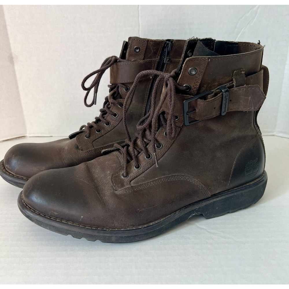 Mens Timberland Earthkeepers Brown Leather Boots 5357R Size 11 Ankle Buckle